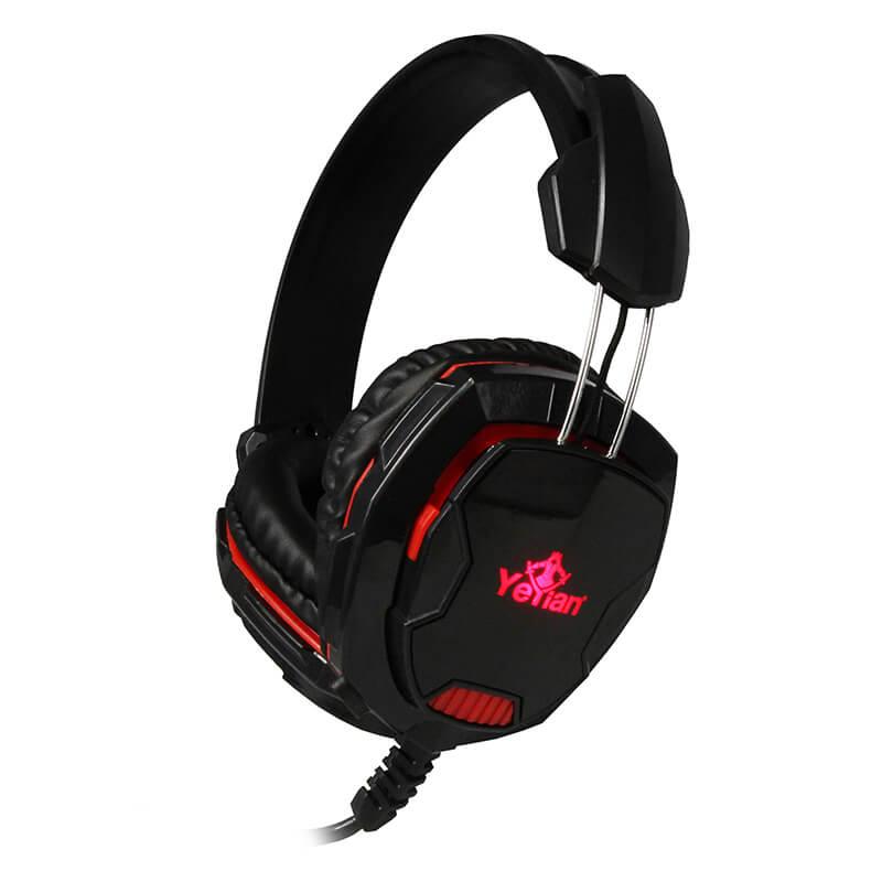Diadema Yeyian Gaming YH2000, Sonido Stereo con Micrófono, conector 3.5mm, Negro-Rojo