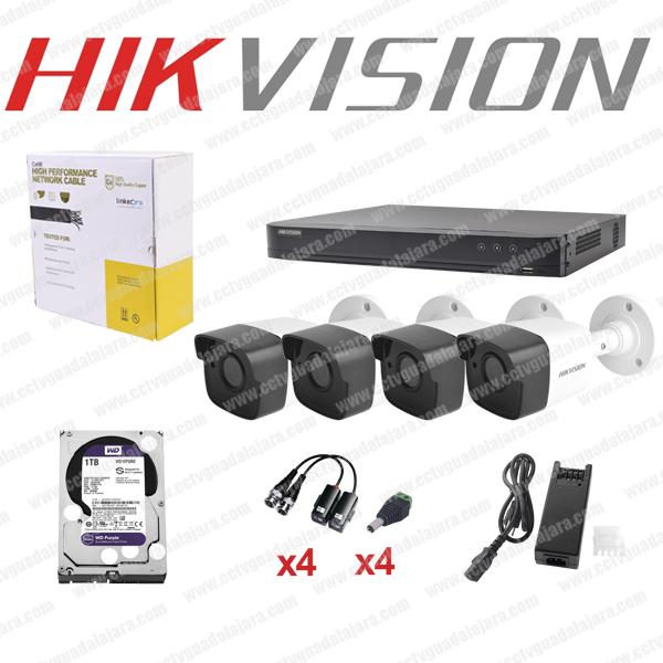 Sistema Hikvision KH3MP4BW, 4 Canales TurboHD 3 Megapixel / 4 Cámaras ULTRA EXIR 3 Megapixel / Soporte H.264+.