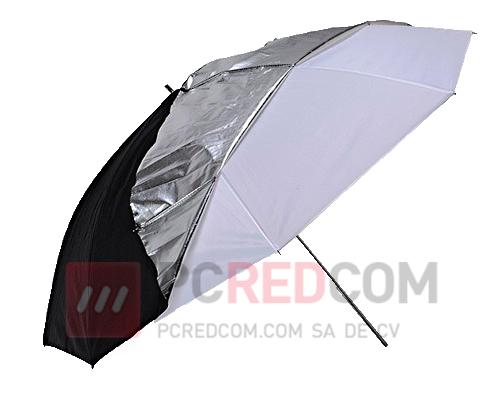 Sombrilla para Fotografía, Extragrande de 110cm , Plata/Negro, y Translucida, Doble Uso