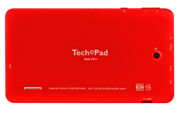 Tablet Techpad Xtab Dual C781+,  7", A20, 1.0Ghz, Dual Core 1GB 8Gb,  Roja